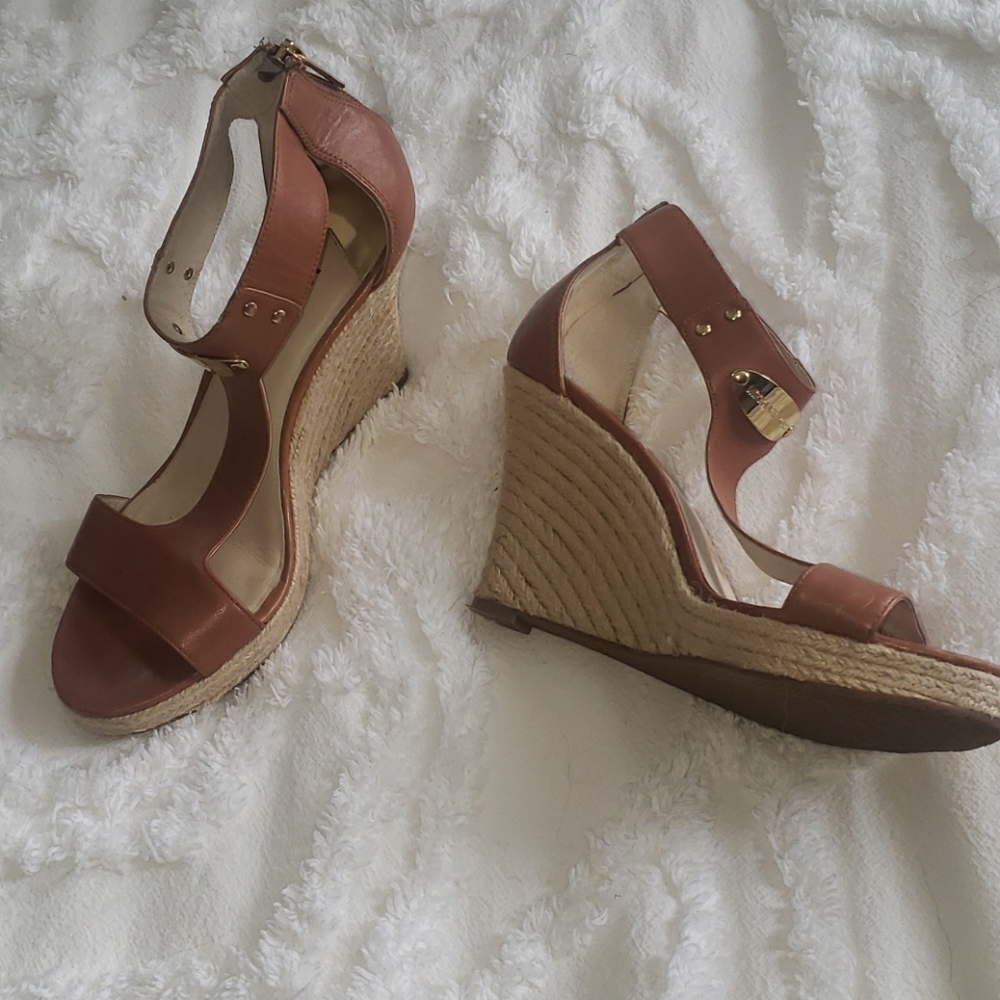 Michael Kors Brown Leather Wedges